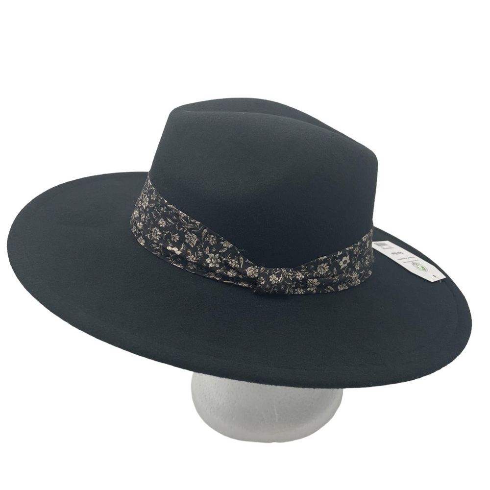 BLACK Fedora Hat with Floral Band